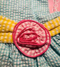 Turquoise Bunny Flower Applique Seersucker Easter Dress Set | 18 24 Months