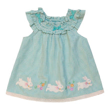 Turquoise Seersucker Easter Bunny Smocked Bow Collar Dress Set | 12 18 24 Months