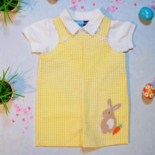 Yellow Seersucker Easter Bunny Shortall and Shirt Set | 3-6 Months