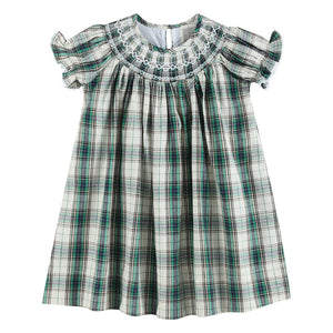 Blue Green Plaid Christmas Tartan Smocked Bishop Dress | 3-6M 6-12M 12 Little Footprints Children's Shop Blue Green Plaid Christmas Tartan Smocked Bishop Dress | 3-6M 6-12M 12 Little Footprints Children's Shop