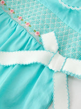 Aqua Girls Smocked Floral Bow Bubble Romper | 3 6 9 Months
