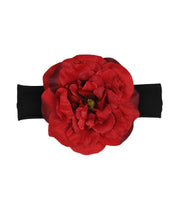 Black and Red Large Rose Stretch Headband