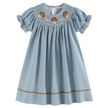 Light Blue Puppy Smocked Bishop Dress | 3-6M 6-12M 12-18M 18-24M 2T 3T 4T 5Y 6Y