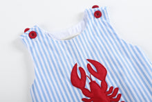 Blue Striped Crawfish Applique Shortalls | 3-6M 6-12M 12-18M 18-24M