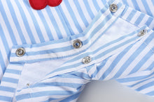 Blue Striped Crawfish Applique Shortalls | 3-6M 6-12M 12-18M 18-24M