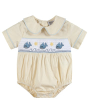 Buttercream Yellow Whale Smocked Collared Romper | 3-6M 6-12M 12-18M 18-24M 2T