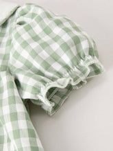 Fall Halloween Thanksgiving Pumpkin Green Plaid Cotton Dress | 2 3 4 5 6
