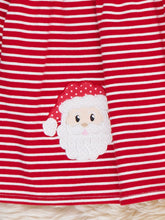Red Stripe Santa Embroidered Christmas Dress with Hair Bow | 2 3 4 Years