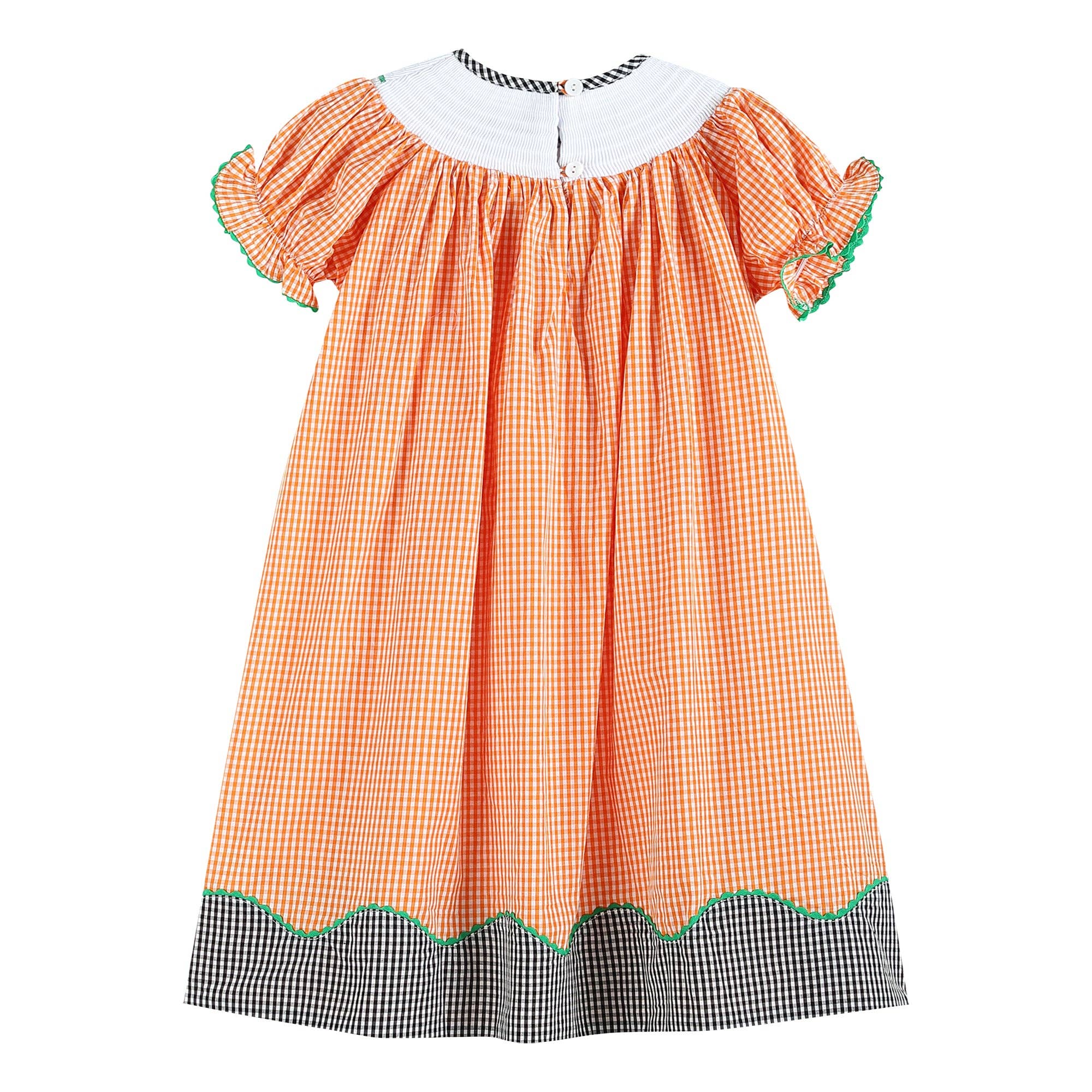 orange and black gingham dress 10421 Orange Plaid Swing Dress 4