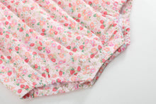 Pink Floral Strawberry Smocked Flutter Romper | 3-6M 6-12M 12-18M