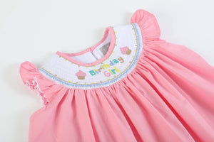 Pink Birthday Girl Smocked Bishop Dress | 12-18M 2T 3T 4T