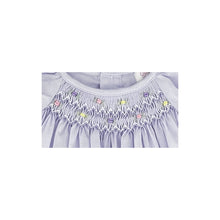 Lavender Smocked Daygown with Raglan Sleeves Embroidered Hem and Bonnet | Newborn