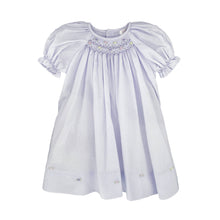 Lavender Smocked Daygown with Raglan Sleeves Embroidered Hem and Bonnet | Newborn