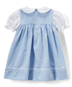 Blue Check Embroidered Easter Bunny Dress Set | 3 or 9 Months