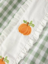 Fall Halloween Thanksgiving Pumpkin Green Plaid Cotton Dress | 2 3 4 5 6
