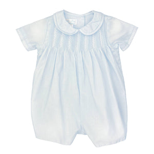 Light Blue Pintuck Romper with Hat | Newborn