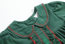 Green Corduroy Christmas Tree Ruffle Dress | 6-12M 12-18M 18-24M 2T 3T 4T 5Y 6Y