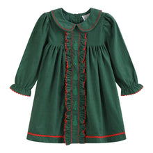 Green Corduroy Christmas Tree Ruffle Dress | 6-12M 12-18M 18-24M 2T 3T 4T 5Y 6Y