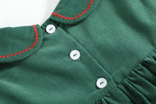 Green Corduroy Christmas Tree Ruffle Dress | 6-12M 12-18M 18-24M 2T 3T 4T 5Y 6Y
