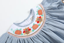 Light Blue Pinstripe Turkey Smocked Bishop Dress | 3-6M 6-12M 12-18M 18-24M 2T 3T 4T 5Y 6Y
