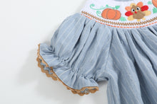 Light Blue Pinstripe Turkey Smocked Bishop Dress | 3-6M 6-12M 12-18M 18-24M 2T 3T 4T 5Y 6Y