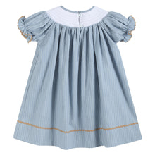 Light Blue Pinstripe Turkey Smocked Bishop Dress | 3-6M 6-12M 12-18M 18-24M 2T 3T 4T 5Y 6Y
