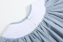 Light Blue Pinstripe Turkey Smocked Bishop Dress | 3-6M 6-12M 12-18M 18-24M 2T 3T 4T 5Y 6Y
