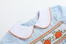 Light Blue Pumpkin Vine Smocked Dress and Bloomers