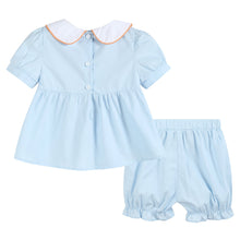 Light Blue Pumpkin Vine Smocked Dress and Bloomers