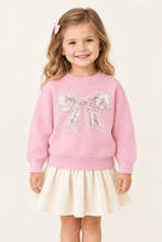 Pink Sparkly Bow Sweater | 2T 3T 4T 5Y 6Y