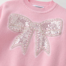 Pink Sparkly Bow Sweater | 2T 3T 4T 5Y 6Y