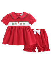 Red Corduroy Christmas Smocked Dress and Bloomers | 3-6M 6-12M 12-18M 18-24M 2T
