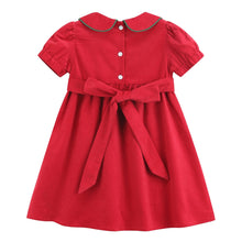 Red Corduroy Christmas Smocked Dress | 3-6M 6-12M 12-18M 18-24M 2T 3T 4T 5Y 6Y