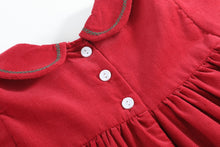 Red Corduroy Ruffle Dress with Christmas Trees | 3-6M 6-12M 12-18M 18-24M 2T 3T 4T 5Y 6Y