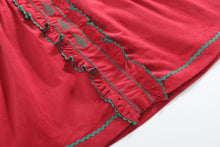 Red Corduroy Ruffle Dress with Christmas Trees | 3-6M 6-12M 12-18M 18-24M 2T 3T 4T 5Y 6Y