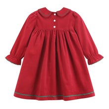 Red Corduroy Ruffle Dress with Christmas Trees | 3-6M 6-12M 12-18M 18-24M 2T 3T 4T 5Y 6Y