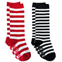 Red and Black Stripe Knee High Socks 2 Pair | 12-24M 2-4Y 4-6Y