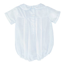 Blue Romper with Hand Feather Stitching and Hat | Preemie Newborn