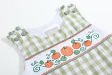 Sage Green Gingham Pumpkin Smocked Longalls | 3-6M 6-12M 12-18M 18-24M 2T