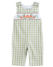 Sage Green Gingham Pumpkin Smocked Longalls | 3-6M 6-12M 12-18M 18-24M 2T