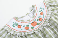 Sage Green Gingham Pumpkin Smocked Romper | 3-6M 6-12M 12-18M 18-24M 2T