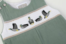 Sage Green Mallard Smocked Overalls | 3-6M 6-12M 12-18M 18-24M 2T