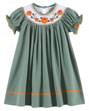 Sage Green Pumpkin Smocked Bishop Dress
