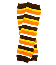 Brown and Orange Thanksgiving Stripe Leg Warmers | 8" or 12"