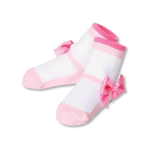 Pink Mary Jane Bow Socks * 0-12 Months