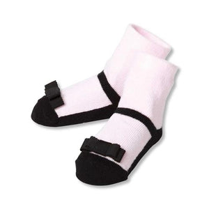 Pink Black Mary Jane Bow Socks * 0-12 Months