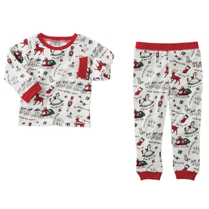 Holiday Very Merry Red Trim Christmas Print Pajama Set by Mud Pie | 9-12 Months
