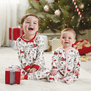 Holiday Very Merry Red Trim Christmas Print Pajama Set by Mud Pie | 9-12 Months