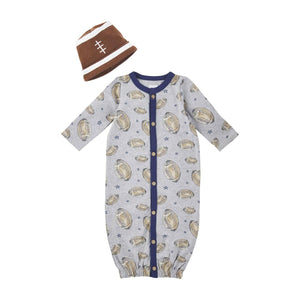 The Great Outdoors Vintage Football Take-Me-Home Gown Set | 0-3 Months