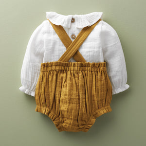 Thanksgiving Fall Mustard Overall Bubble Set | 9-12M 12-18M